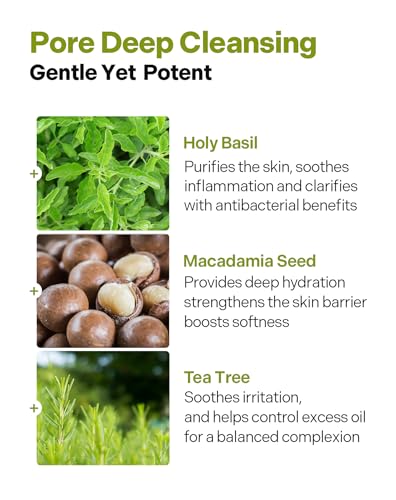 P.CALM Underpore Holy Basil Cleansing Oil – Holy Basil & Tea Tree for Deep Pore Cleansing, Blackhead Removal, and Makeup Removal, Korean Skincare (190ml / 6.42 fl.oz)