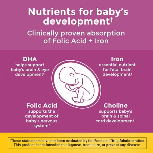 Nature Made Prenatal Vitamin Softgels + Choline Capsules, Folic Acid + DHA + Choline, 60 Prenatal Softgels, 60 Choline Supplements Capsules