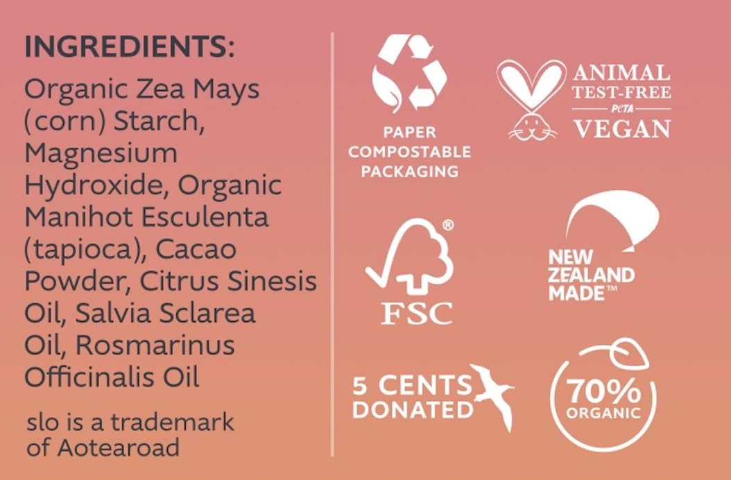 Slo | Natural Dry Shampoo Powder For Dark Hair - All Natural Ingredients, Vegan & Cruelty Free, Talc-Free Blend, Paper Packaging | Wild Orange + Cacao, (1.23oz/35g)