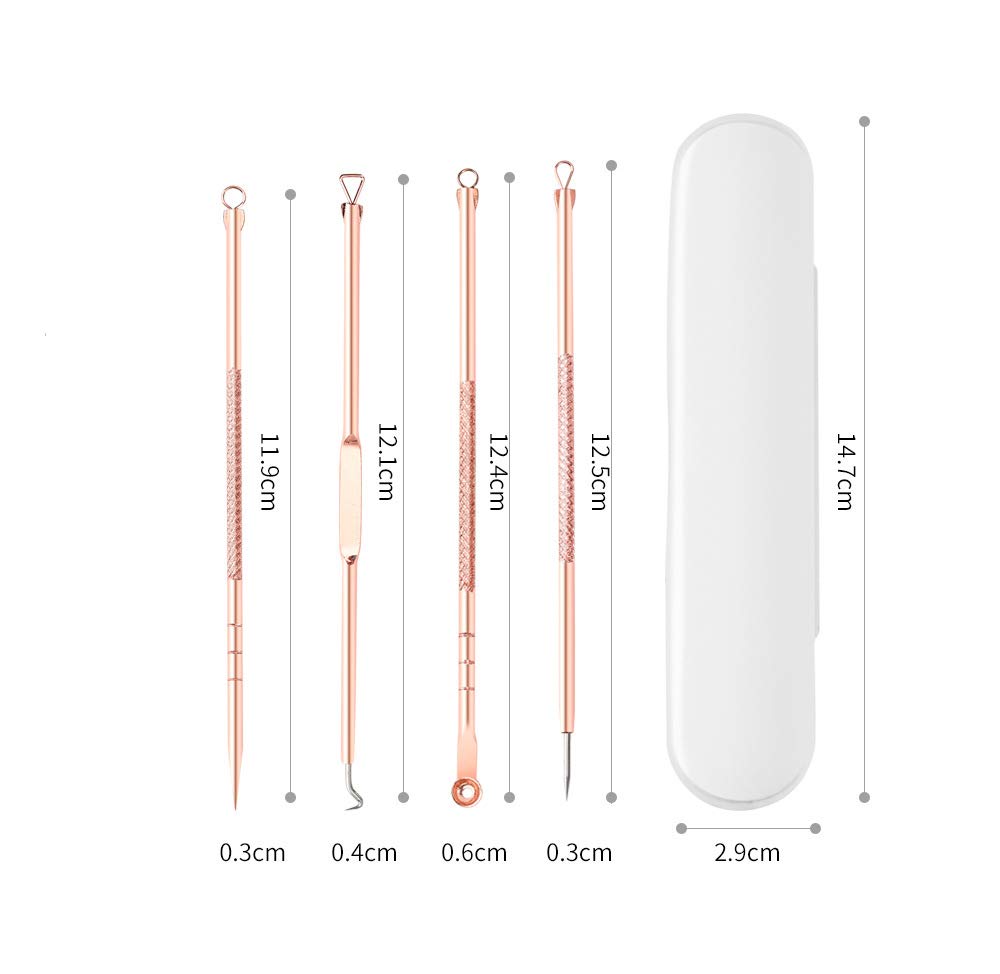 2 Sets(8pcs) Stainless Steel Rose Gold Blackhead Needle Kit Acne Extractor Remover Tool Set Best for Gilrs Women and Men Facial Care Skin Protect
