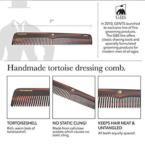 G.B.S Gbs Professional Grooming Combs + Hair Wax Set -5 Unbreakable Tortoise Coarse/Fine Pocket Comb, 7