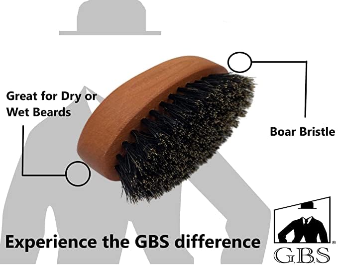 GBS Combo Set (3Pc Kit) Premium Compact Wood Beard Brush with Synthetic/Nylon Bristles & Travel Tin, Tortoise 5 Coarse/Fine Pocket Comb, Tortoise Beard and Moustache Comb