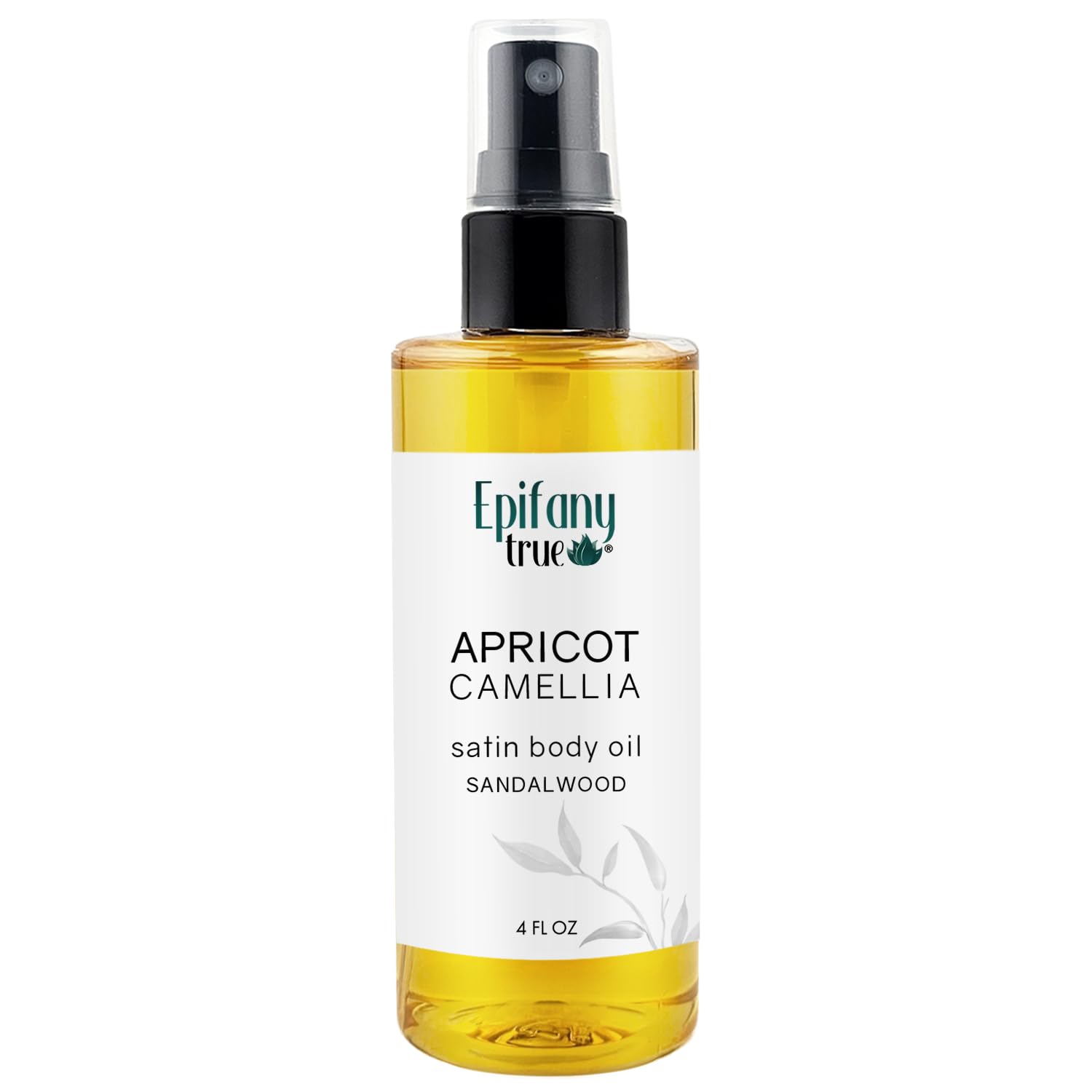 Epifany True Apricot & Camellia Satin Body Oil 4oz | Nourishing Vitamin-E Rich in Antioxidants | Dry Skin Moisturizer | Promotes Skin Elasticity | After Bath Body Oil for Men & Women