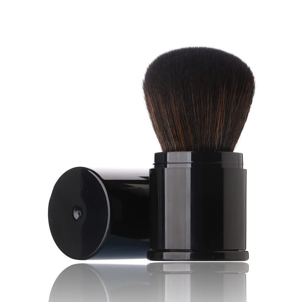 AKOAK 1 Pack Extensible Make-up Brush 2 Color Black/Pink Contour Brush Portable Blush Brush Advanced Foundation Brush Travel Set Make-up Tool (Black)