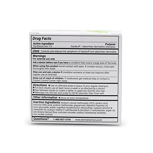 Dermaharmony 2% Pyrithione Zinc Shampoo Bar for dandruff and seborrheic dermatitis - Peppermint (4 Oz)