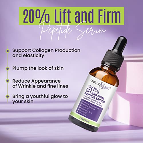 Dermaxgen Lift And Firm - 20% Peptide Serum, Matrixyl 3000 Serum - Pure Organic Powerful Triple Combination Serum/Anti-aging, Facial Aged Wrinkles Serum - 1 Fl Oz