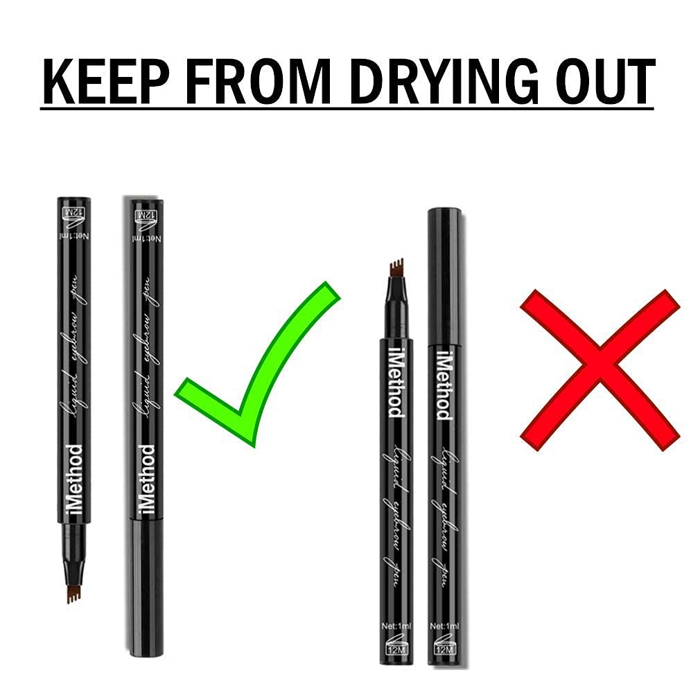 Eyebrow Tattoo Pen - iMethod Microblading Eyebrow Pencil with a Micro-Fork Tip Applicator Creates Natural Looking Brows Effortlessly and Stays on All Day (Chestnut)