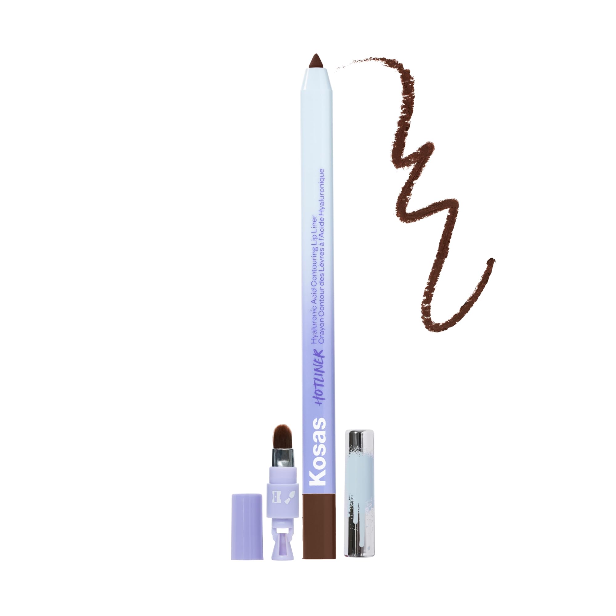 Kosas Hotliner Retractable Lip Liner Pencil with Built-In Brush & Sharpener - Easy Contouring, Hydrating, Long-Lasting - Pigmented Creamy Texture for Plumping Lips- Hyaluronic Acid & Konjac - Supreme