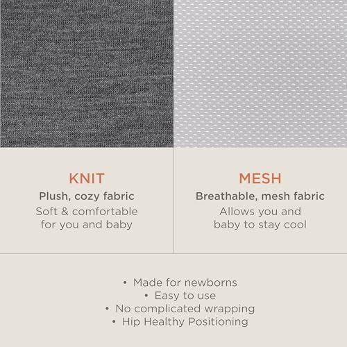 Ergobaby Embrace Cozy Newborn Baby Wrap Carrier (7-25 Pounds), Ponte Knit, Pure Black