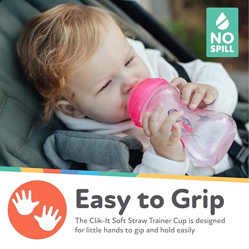 Nuby 3pk No Spill Pinpoint Soft Spout Clik-It, Girl, 10 Oz