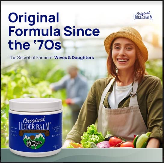 Original Udder Balm (NOT Cream or Lotion Body Moisturizing and Soothing for Dry, Cracked, Flaky, Rough Skin, 16 oz Jar, Lemon Scent