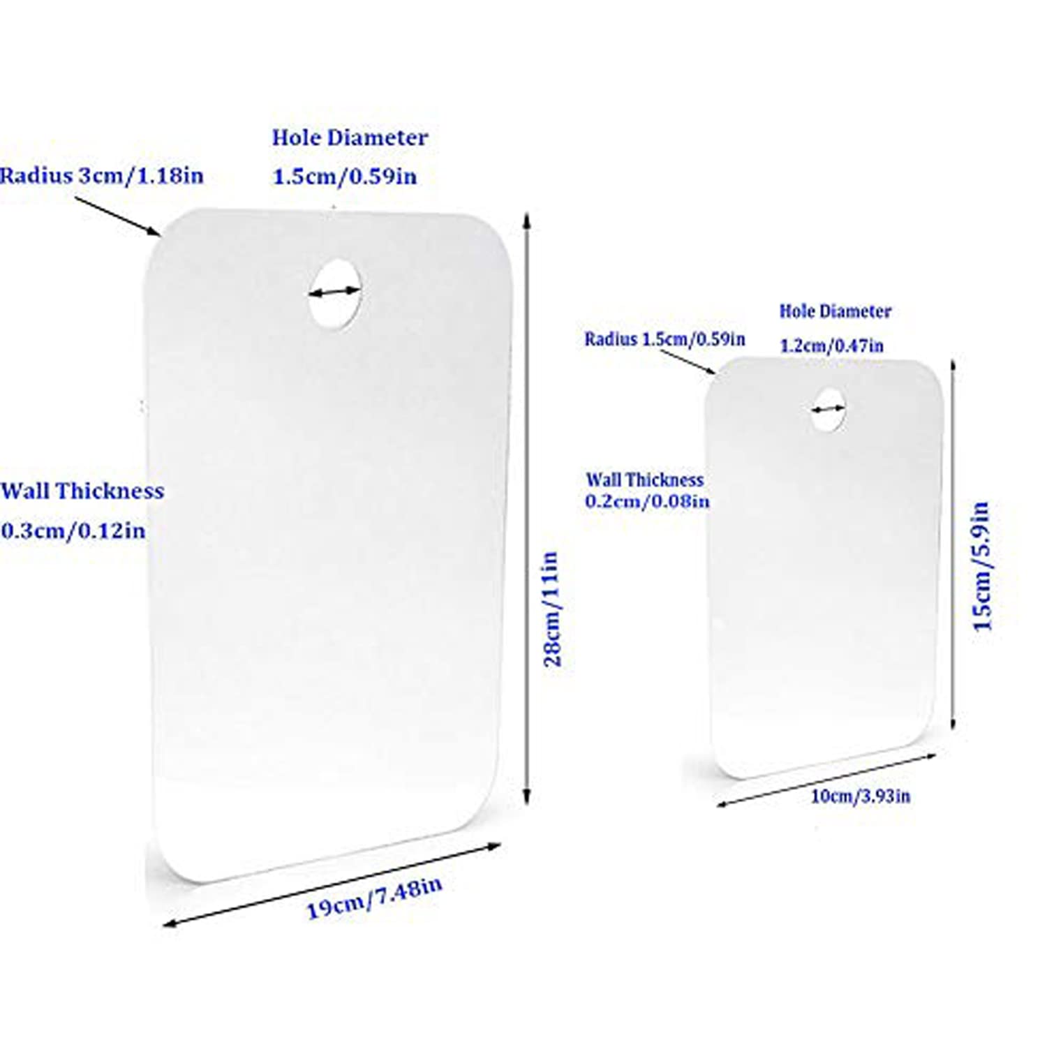 Large+Small, 2 Pack: Xoyo-2Pack Fogless Shower Mirror, Includes 2 Adhesive Hooks, Anit-Fog Shower Mirror, Shower Makeup Shave Mirror, Frameless Shower Mirror, Wall Hanging Mirror