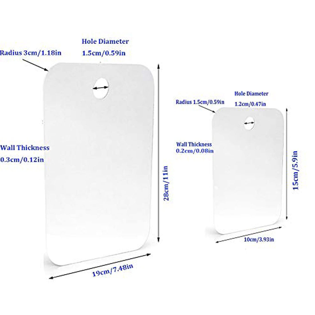 Large+Small, 2 Pack: Xoyo-2Pack Fogless Shower Mirror, Includes 2 Adhesive Hooks, Anit-Fog Shower Mirror, Shower Makeup Shave Mirror, Frameless Shower Mirror, Wall Hanging Mirror