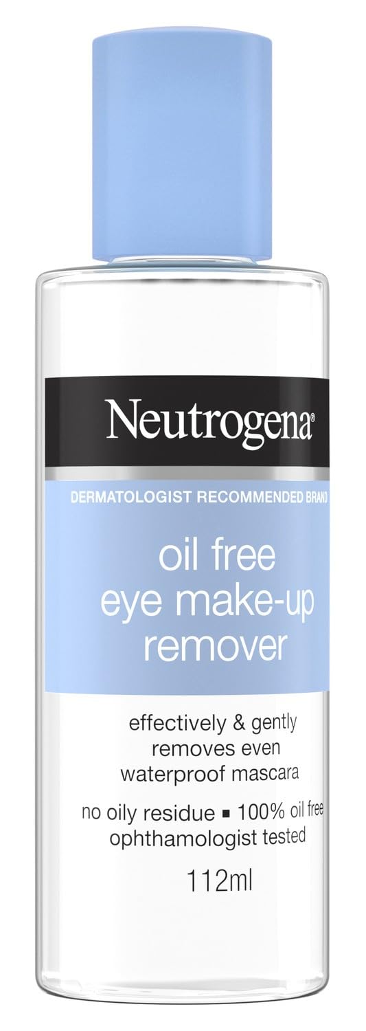 Neutrogena Oil-Free Liquid Eye Makeup Remover, Residue-Free, Non-Greasy, Gentle & Skin-Soothing Makeup Remover Solution with Aloe & Cucumber Extract for Waterproof Mascara, 3.8 fl. oz