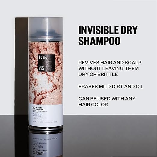 IGK Dry Shampoo Travel Size Variety Set | First Class, Jet Lag, Direct Flight | 3 Pack (2.0 oz each)