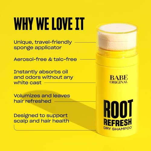 BABE ORIGINAL Root Refresh Dry Shampoo Powder for Clean & Volumized Hair| Instantly Absorb Oil & Odor | Aerosol-Free & Talc-Free | Travel-Friendly | Nourish Scalp with Aloe Vera, Caffeine & Arrowroot