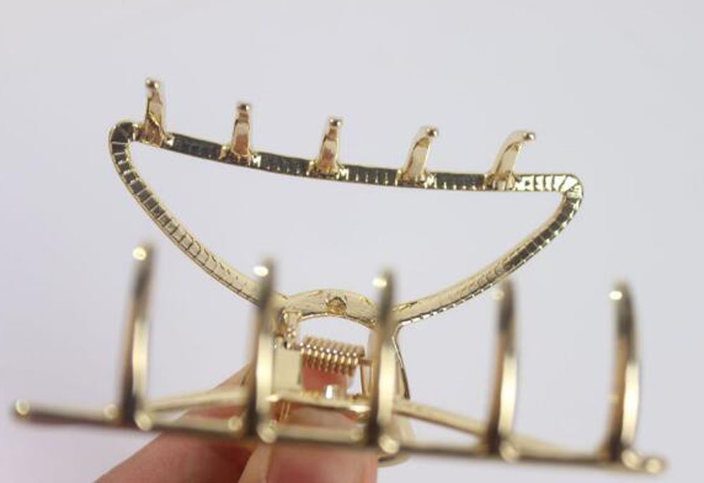 Suoirblss Vintage Metal Claw Hair Clip Women Fashion Retro Hair Catch Barrette Hair UpdoClaw Clip Jaw Clips for Thick Hair (Gold)