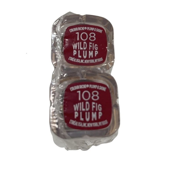 Pack of 2 L'Oreal Paris Colour Riche Plump and Shine Lipstick, Wild Fig Plump #108
