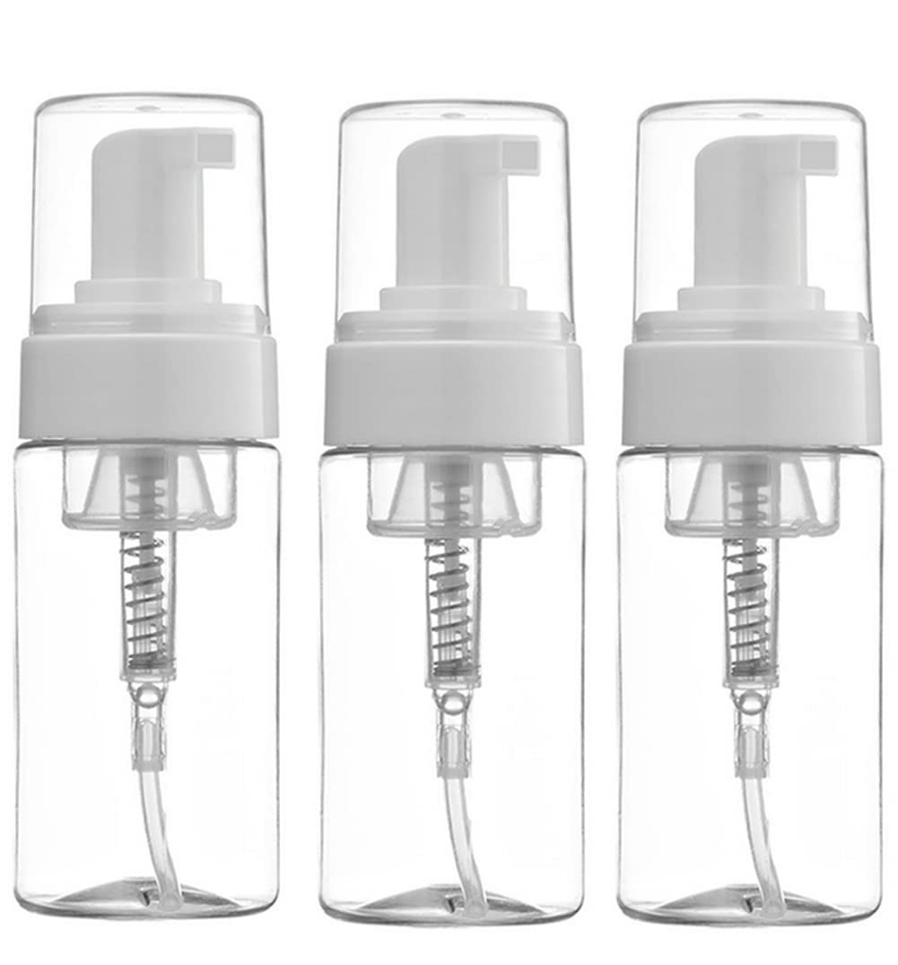 ASTRQLE 3Pcs 100ML 3.4oz Empty Clear Plastic Press Foaming Soap Pump Dispensers Spray Bottle Containers with Atomizer for Soap Foam Lotion Bathroom Accessory
