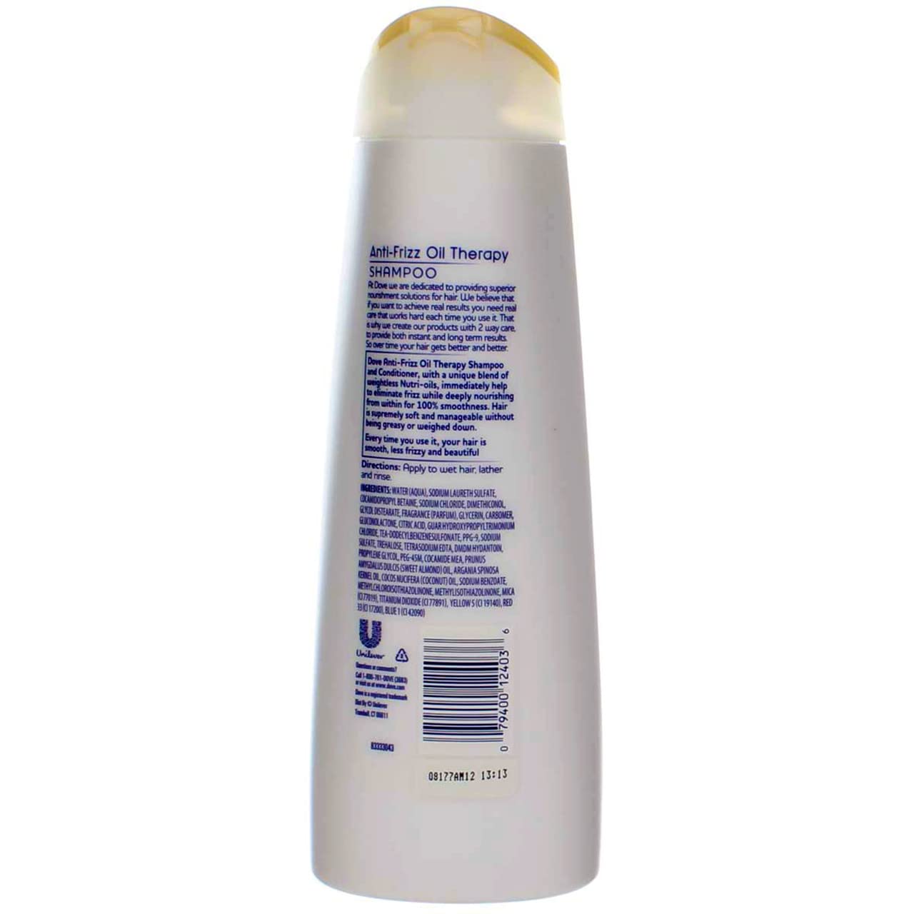 Dove Nutritive Solutions Anti Frizz Shampoo for Frizzy, Tangled Hair Oil Therapy with Nutri-Oils Moisturizing Shampoo Formula Smooths Hair 12 oz