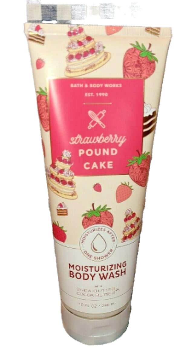 Bath and Body Works Shea Butter and Cocoa Butter Moisturizing Body Wash 10 oz (Strawberry Pound Cake)