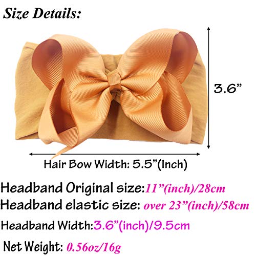 CÉLLOT 16 Colors Baby Bow Wide Turban Headbands Girls Big 6 inches Hair Bows Head Wraps Newborn Infants Toddlers Hairbands