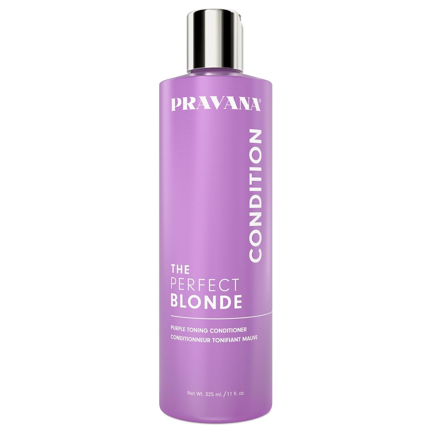 Pravana The Perfect Blonde Purple Toning Conditioner | Neutralizes Brassy, Yellow Tones | For Color-Treated Hair | Adds Strength, Shine, Elasticity | 11 Fl Oz