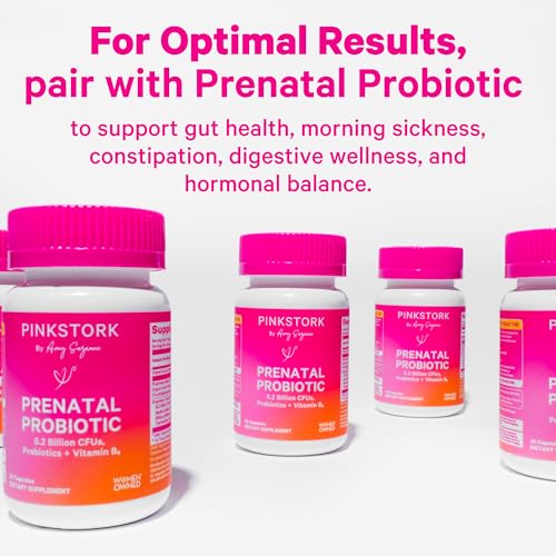 Pink Stork Total Prenatal Vitamins with DHA, Folate, Iron, Choline, and Vitamin B12 - Prenatals for Women to Support Fetal Development, Pregnancy Must Haves - 60 Capsules, 1 Month Supply