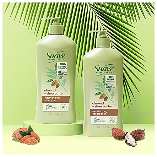 Suave Professionals Moisturizing Shampoo and Conditioner for Dry Hair Almond and Shea Butter Paraben-free and Dye-free 18 oz, 2 Count