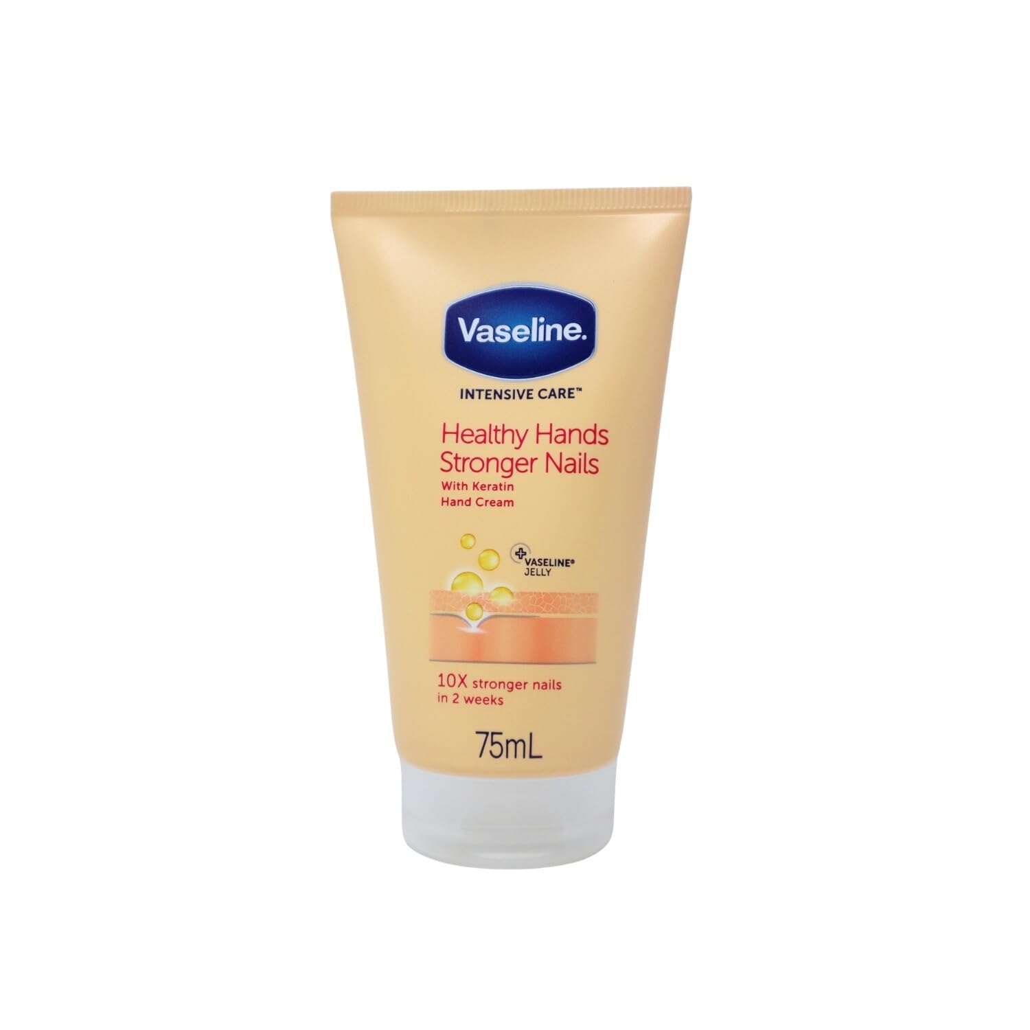 Vaseline Intensive Care Healthy Hands Stronger Nails Hand Cream with Keratin, 75ml (Pack of 6)