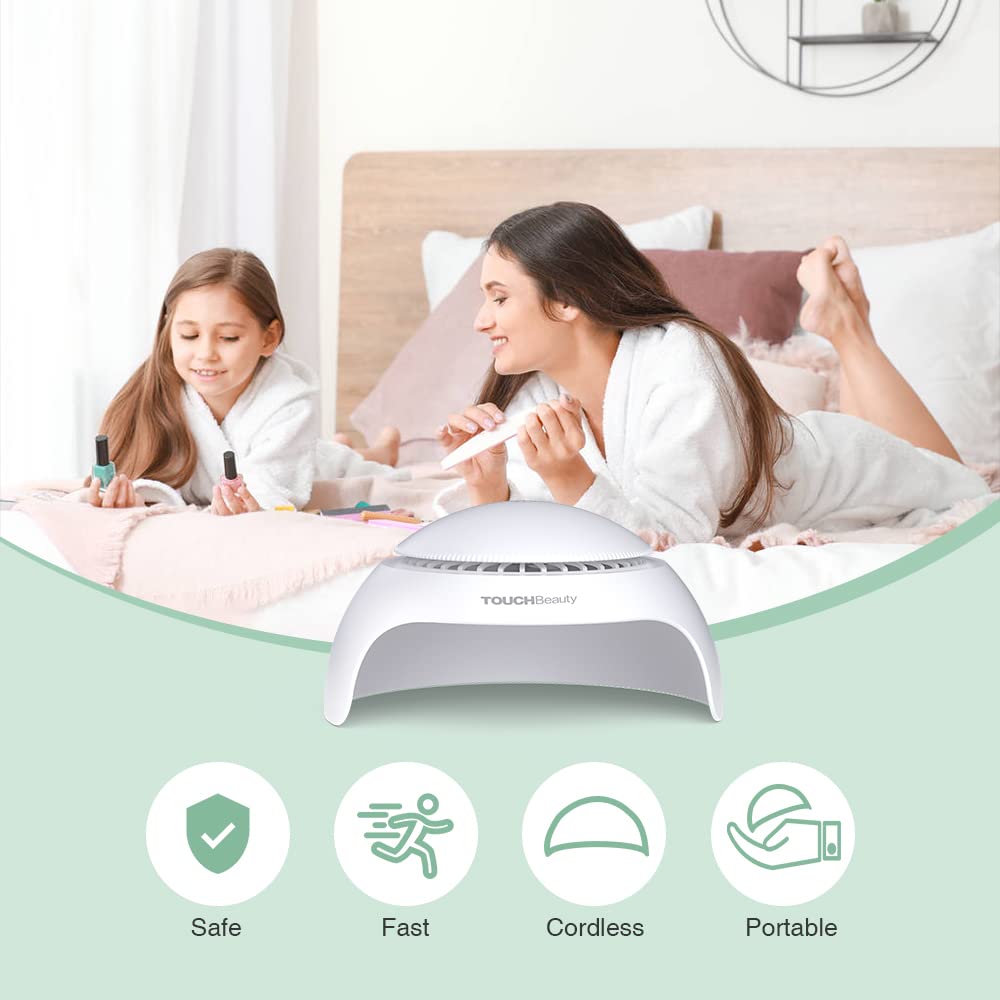 Nail Dryer for Kids Teens Beginners: Safe Nail Dryer for Regular Polish with Fan & Light Battery Powered - Non-Hands Tanned Version