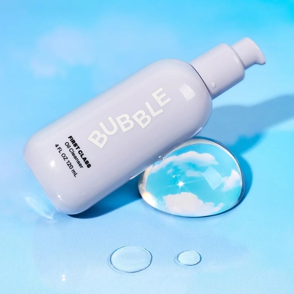 Bubble Skincare First Class Face Oil Cleanser - Facial Cleansing Oil + Makeup Remover Enriched with Rosehip Seed Oil + Sunflower Seed Oil to Nourish + Soothe Skin (4 fl oz)