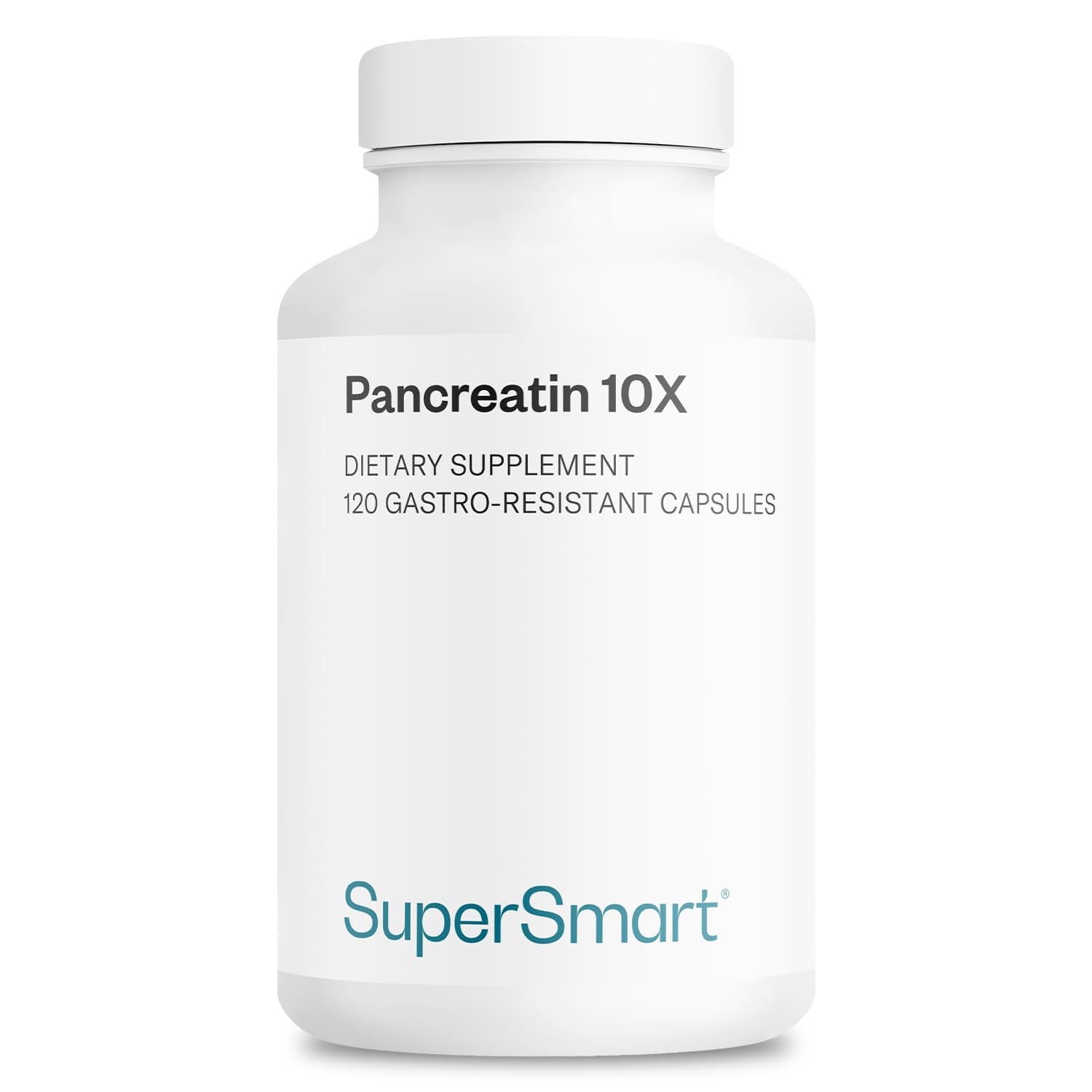 Supersmart - Pancreatin 10X (Extra Strength) - Pancreatin Digestive Enzymes Supplement - Protease, Lipase, Amylase with Trypsin | Non-GMO & Gluten Free - 120 DR Capsules