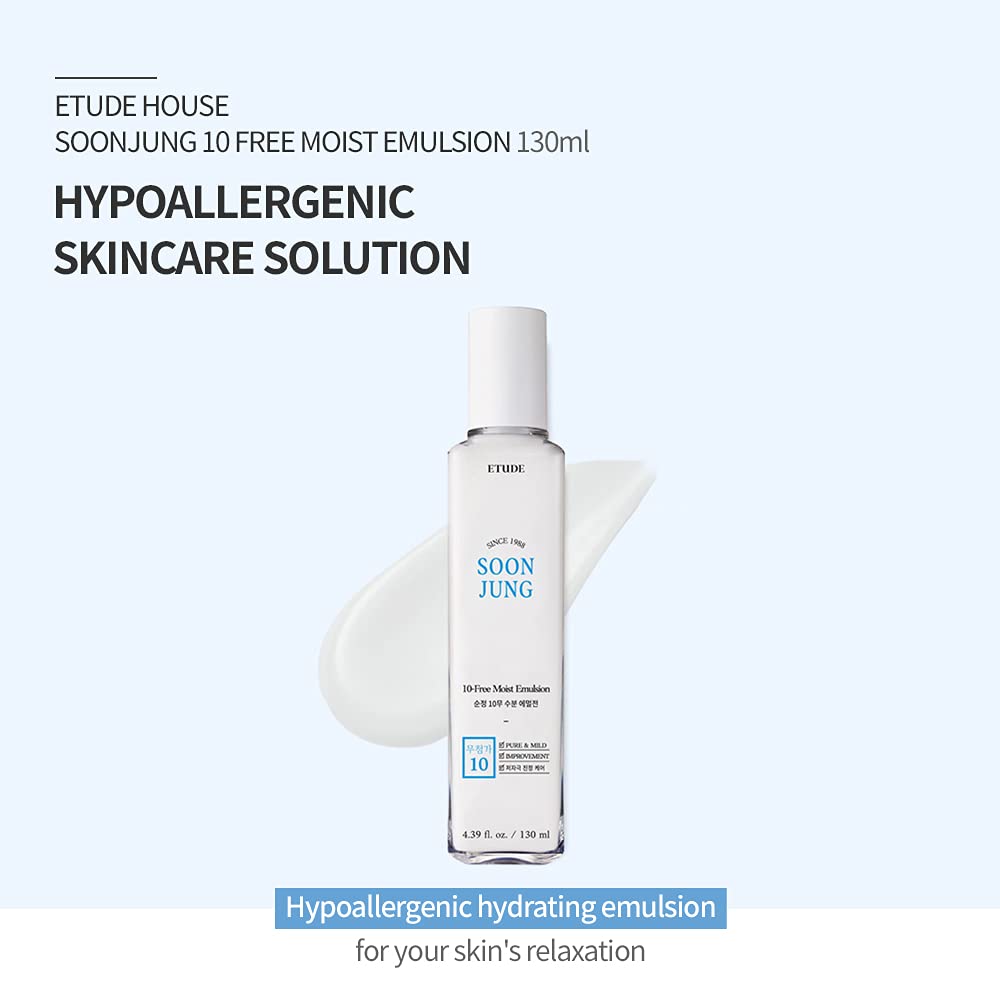ETUDE SoonJung 10 Free Moist Emulsion 130ml 21AD | Hypoallergenic Non-Irritating Hydrating Emulsion for Skin Damage Care and Relaxation | Korean Skin Care