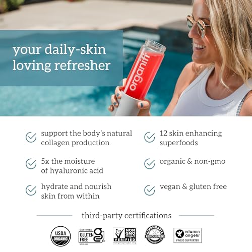 Organifi Glow - Vegan Collagen Powder for Women - Organic Flavored Water Ingredient, 30 Servings