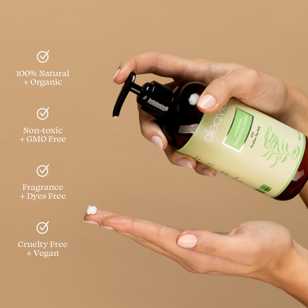 Aleavia Unscented Prebiotic Body Lotion – Fragrance-Free, All-Natural Moisturizing Body Lotion – Sulfate-Free Lotion for Sensitive Skin – 12 Oz