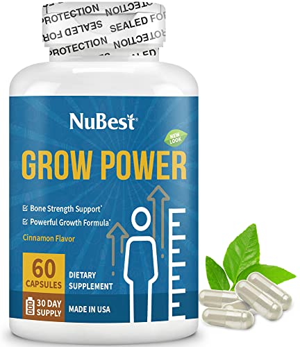 NuBest Grow Power - Calcium Supplement - Magnesium Supplement with Vitamin K2, Vitamin D3, Zinc and Multivitamin for Strong Bones, Overall Health for Age 10+ - 60 Capsules | 1 Month Supply