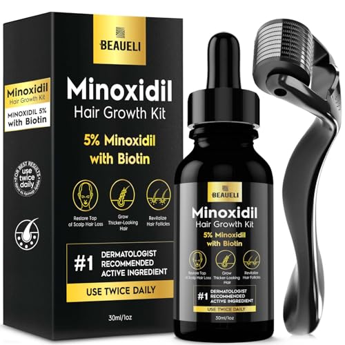 beaueli Minoxidil for Men Beard Growth Kit, Minoxidil for Women Hair Growth Kit, Hair Loss Treatments for Women Hair Regrowth Treatment, Minoxidil 5%, Black