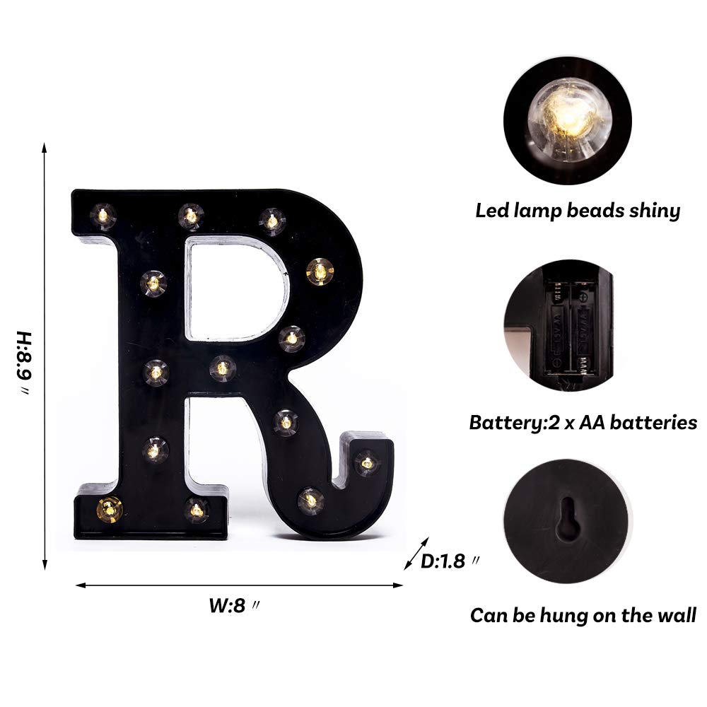 Foaky Black LED Marquee Number Lights Sign Light Up Marquee Number Lights Sign for Night Light Wedding Birthday Party Battery Powered Christmas Lamp Home Bar Decoration
