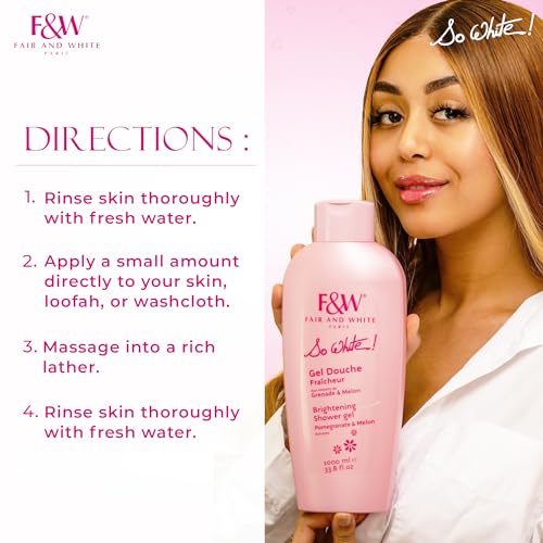 FAIR WHITE Fair & White So White! Refreshing And Brightening Shower Gel With Pomegranate & Melon Extracts, 1000Ml / 33.8Fl. Oz
