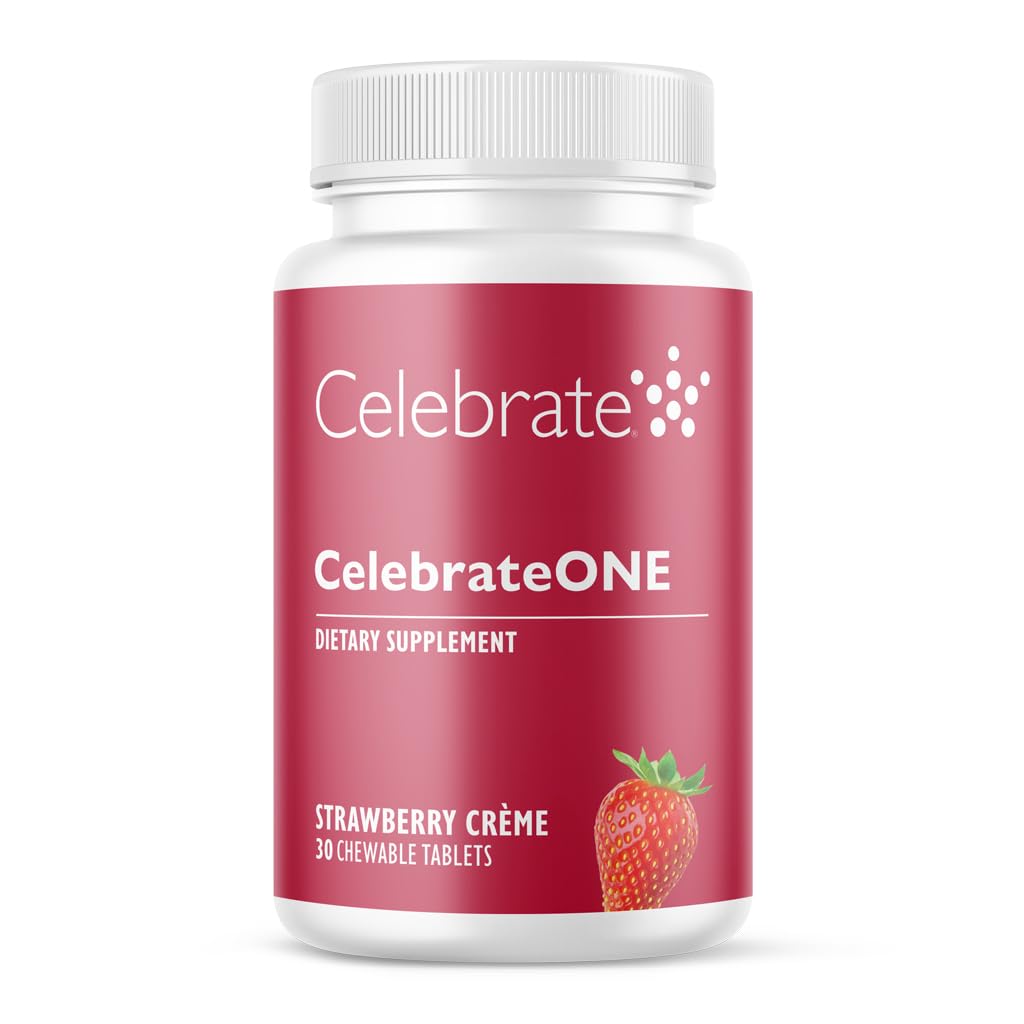 Celebrate Vitamins CelebrateONE Chewables, Iron Free - One A Day Bariatric Multivitamin, Essential Vitamins & Minerals - Gastric Bypass & Sleeve Gastrectomy Supplement - Strawberry Creme (30 Tablets)