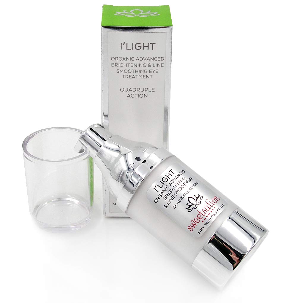 ILight Organic Advanced Illuminating and Line Smoothing Eye Treatment, The BEST Eye Cream For Dark Circles, Puffiness and Fine lines. With Caffeine, Caviar, Arnica, CoQ10 and Reishi. 0.5oz