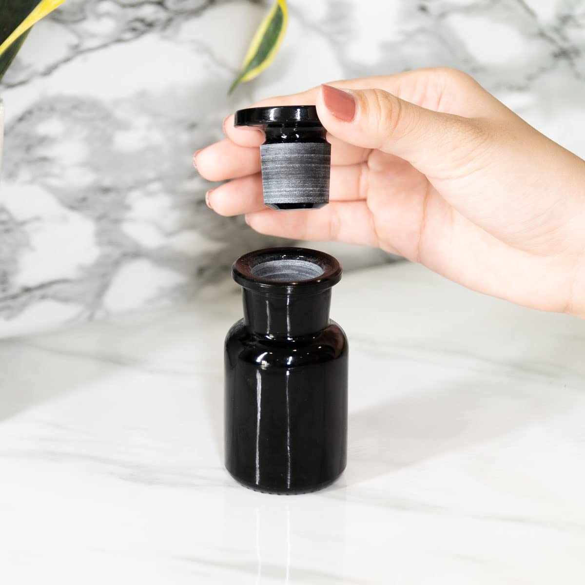 Infinity Jars 50 ml (1.69 fl oz) Black Ultraviolet All Glass Refillable Empty Apothecary Jar