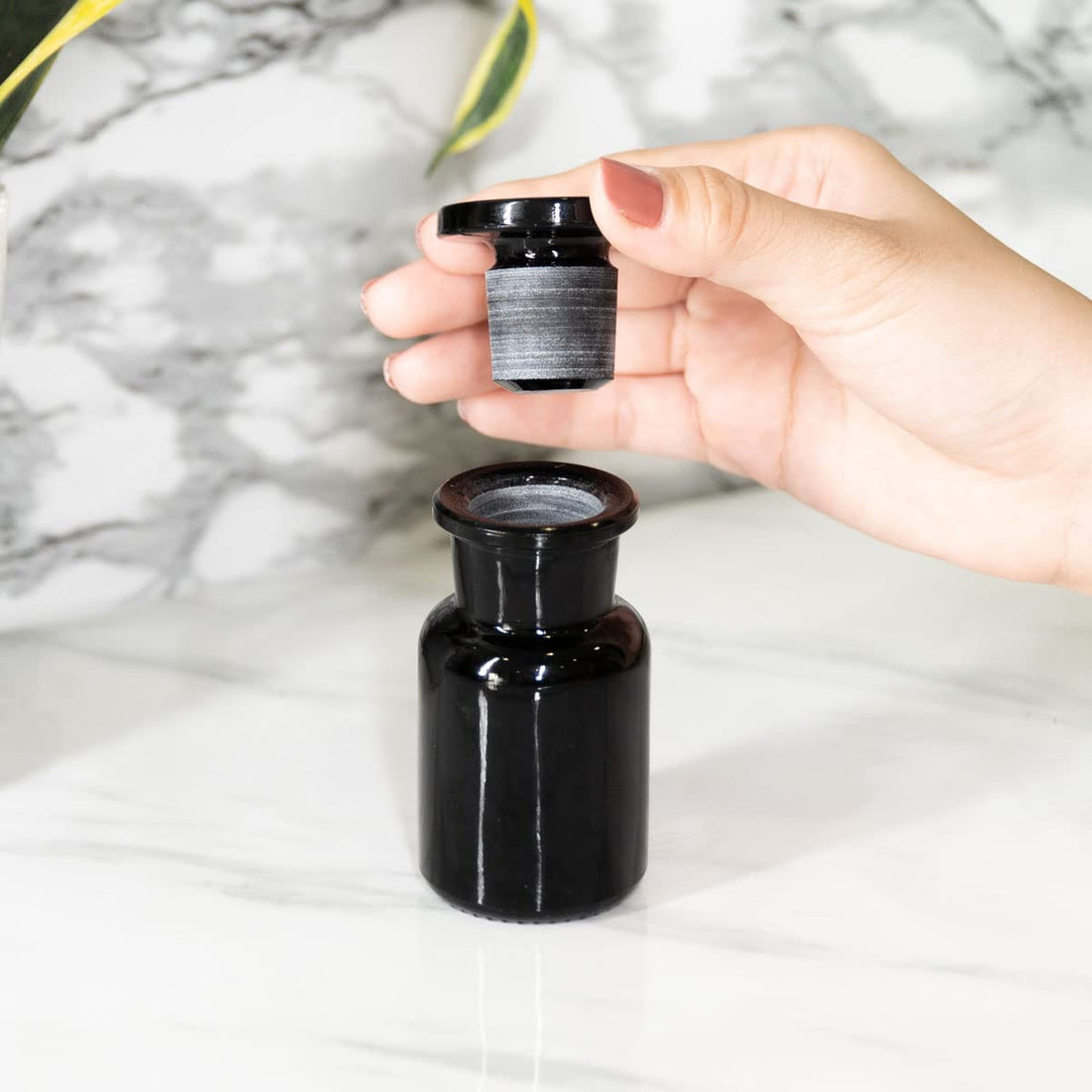 Infinity Jars 50 ml (1.69 fl oz) Black Ultraviolet All Glass Refillable Empty Apothecary Jar