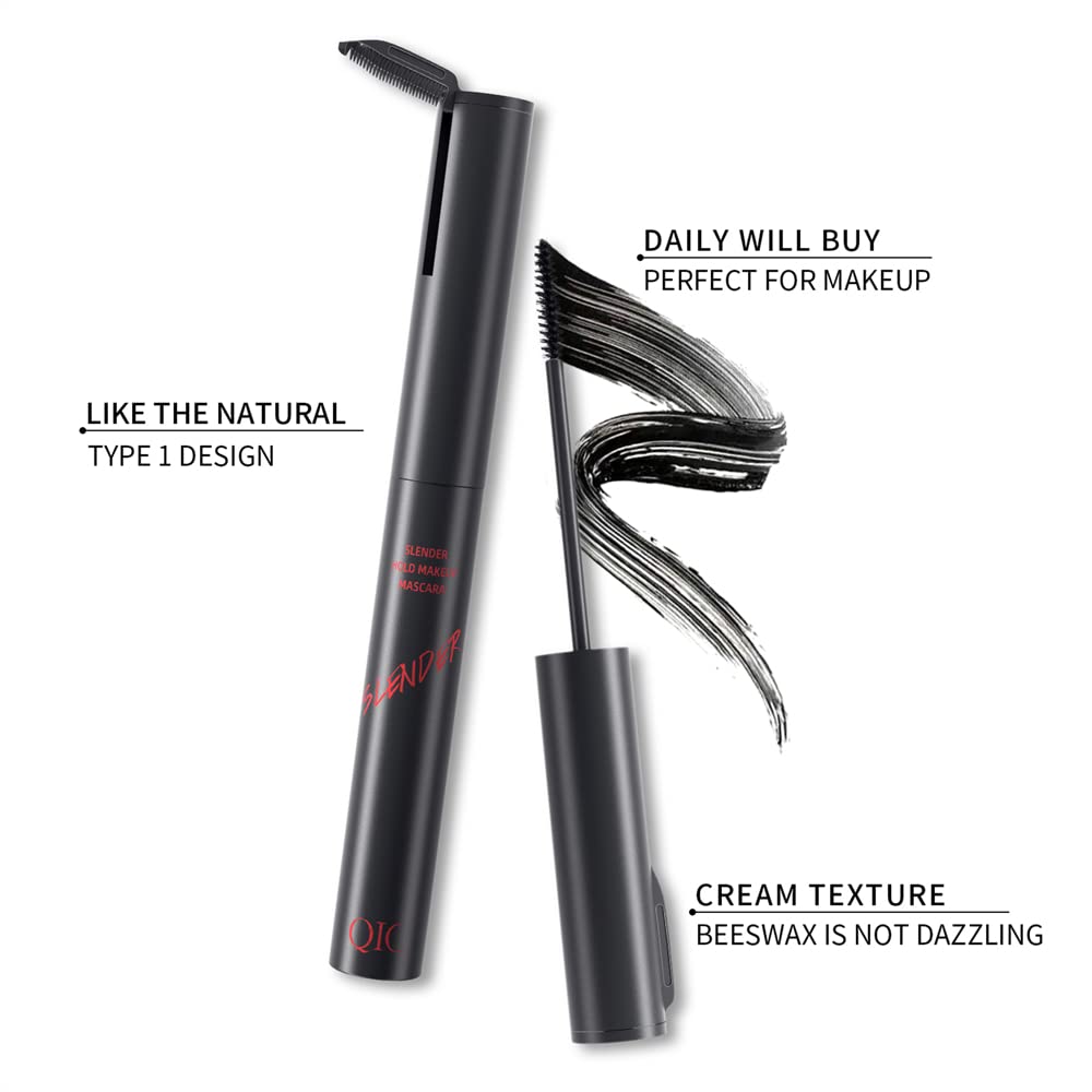 2 in 1 Waterproof Mascara, Tiny Brush for Fine Short Eyelash, Natural Lengthening And Thickening Effect, Extra Long Lash Eyelashes,Voluminous Eyelashes, Smudge-proof (1 Pcs)