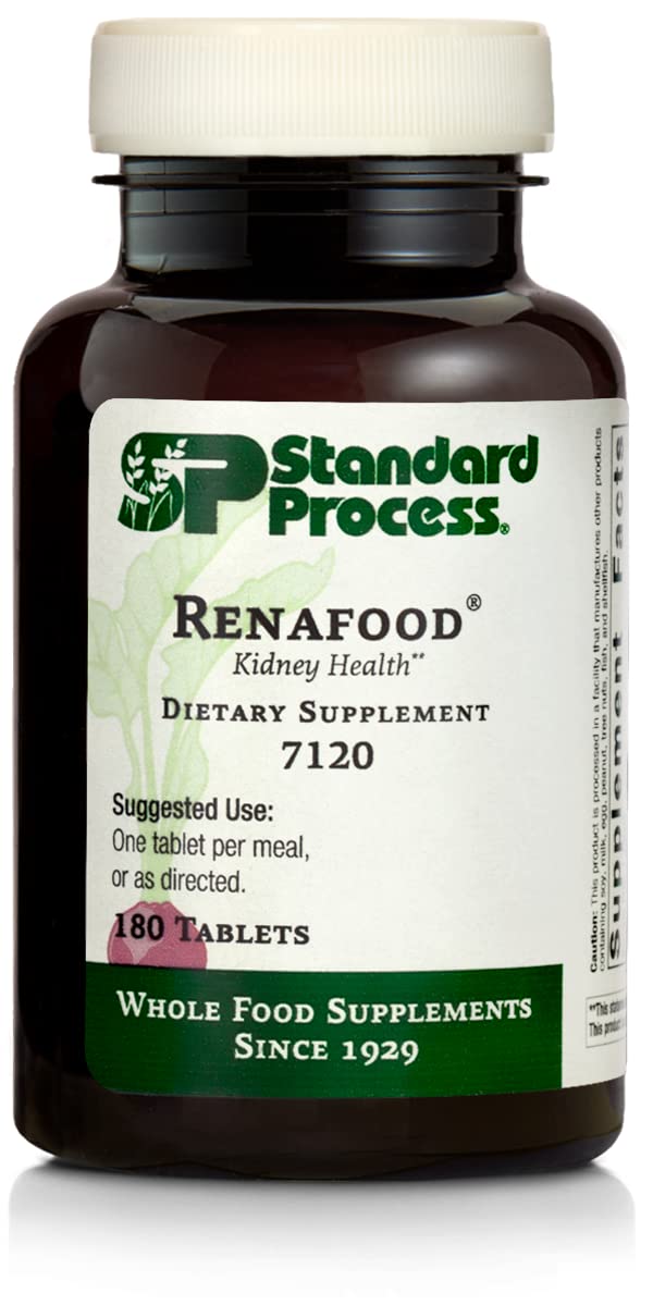 Standard Process Inc. Renafood - Whole-Food Based Kidney Health Support - Supplement with Kidney Bean, Renal Vitamins, Spanish Moss, Lactose, Organic Sweet Potato, Beet Root - 180 Tablets