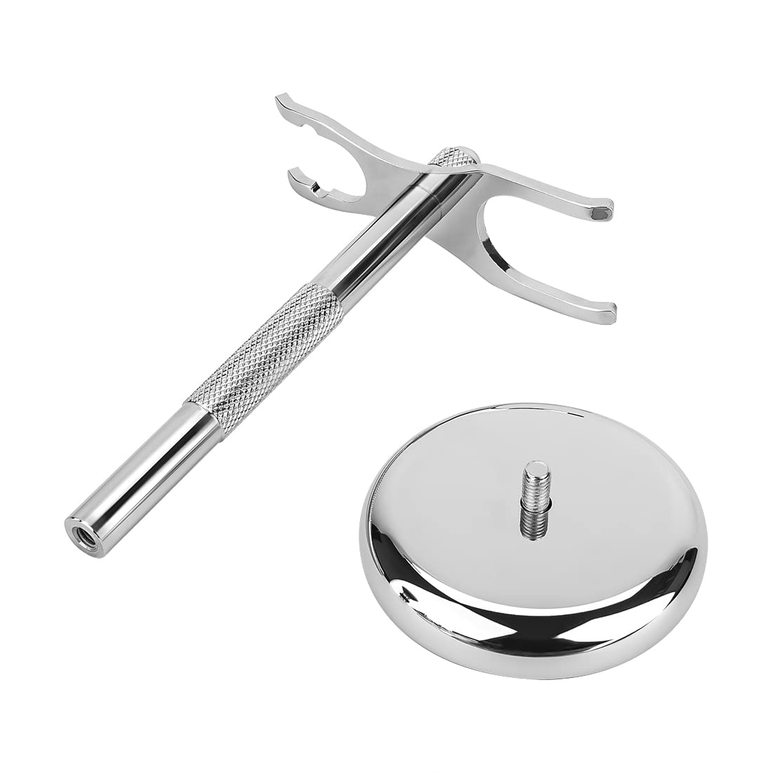 Linkidea Stainless Steel Safety Razor Stand, Brush Shaving Holder, Deluxe Men's Shaving Holder Base, Brush and Razor Holder Stand with Non-slip Base (2 Prong)