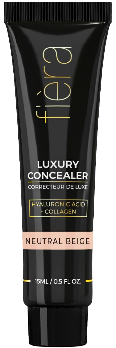 Fièra Luxury Concealer & Foundation with Anti-Aging Ingredients - Full Coverage for Dark Circles, Wrinkles, Fine Lines, and Spots, All-Day Wear For Mature Skin - Neutral Beige, 0.5 FL. OZ. / 15 ML