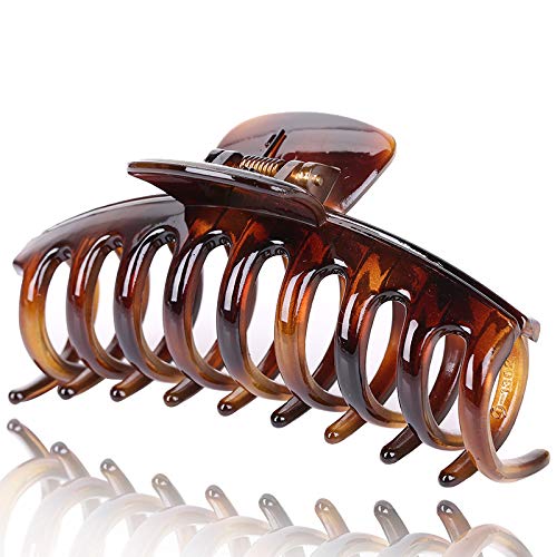 Amber: Liasun 4.3 Jelly Color Hair Claw Clip-Acrylic Strong Holding Power Hair Clips Hairgrip For Women And Girls Hair Barrettes For Medium Or Long Hair (Amber)
