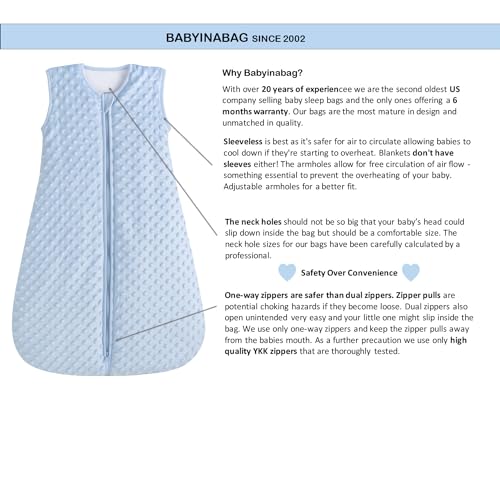 BABYINABAG Warm Quilted Winter Model Baby Sleeping Bag and Sack, Plush Minky Dot, 2.5 Togs for Infants and Toddlers (Medium (10-24 mos))